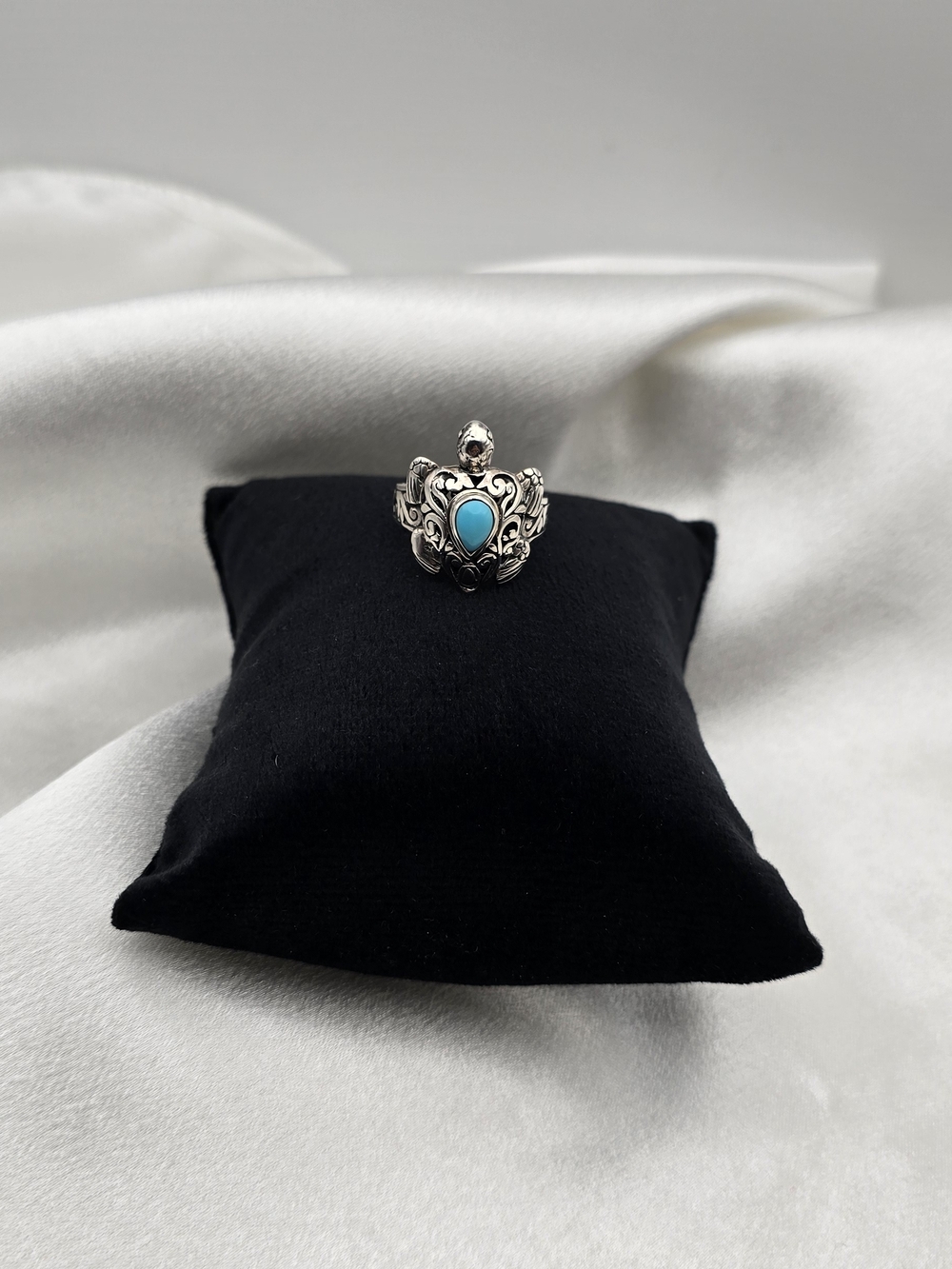 Sterling Silver 925 Tortoise Teardrop Turquiose Designer Ring